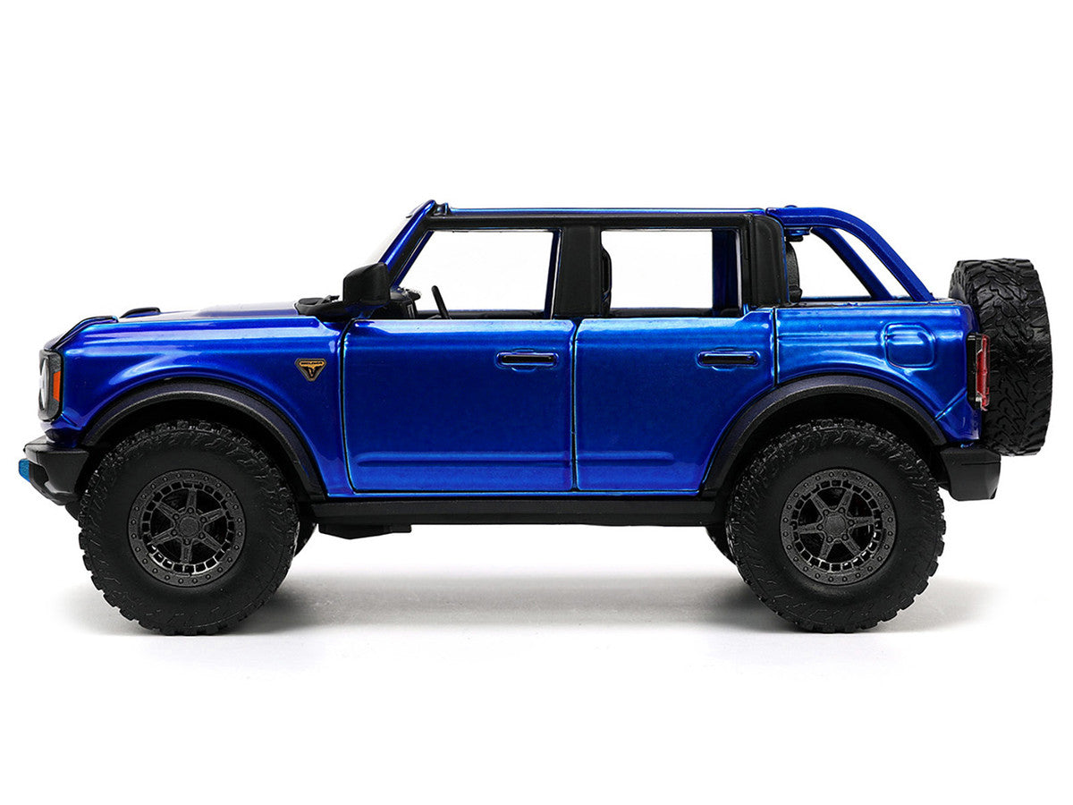 2021 Ford Bronco Open-Top Candy Blue Metallic with Extra Wheels "Just Trucks" Series 1/24 Diecast Model Car by Jada LuxuryLifeWay Online Store
