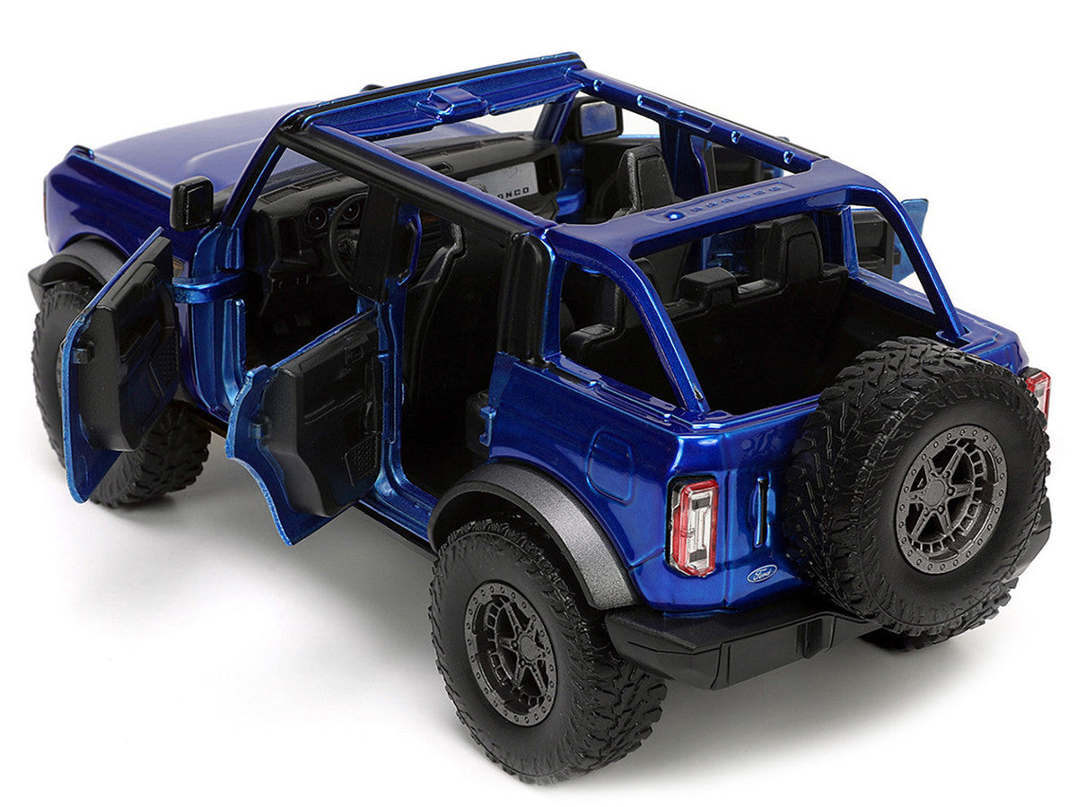 2021 Ford Bronco Open-Top Candy Blue Metallic with Extra Wheels "Just Trucks" Series 1/24 Diecast Model Car by Jada LuxuryLifeWay Online Store