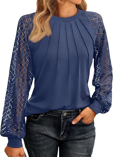 2026 Autumn New European And American Women's Long Sleeved Shirt Lace Top Casual Knitted Shirt NorixaFashion.com