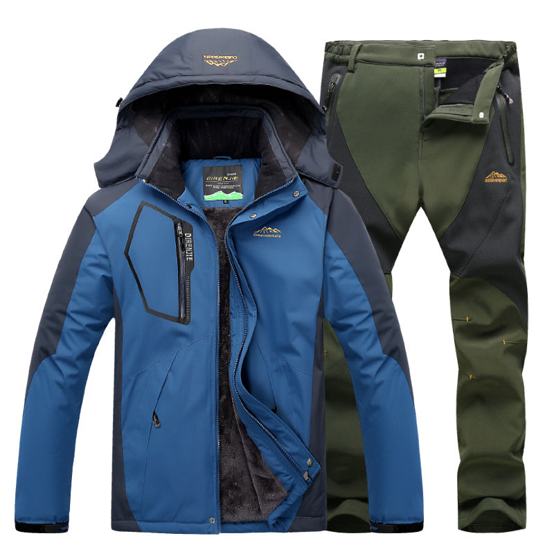 Men's Winter Waterproof Fleece Lined Outdoor Jacket Set Pi-Mart