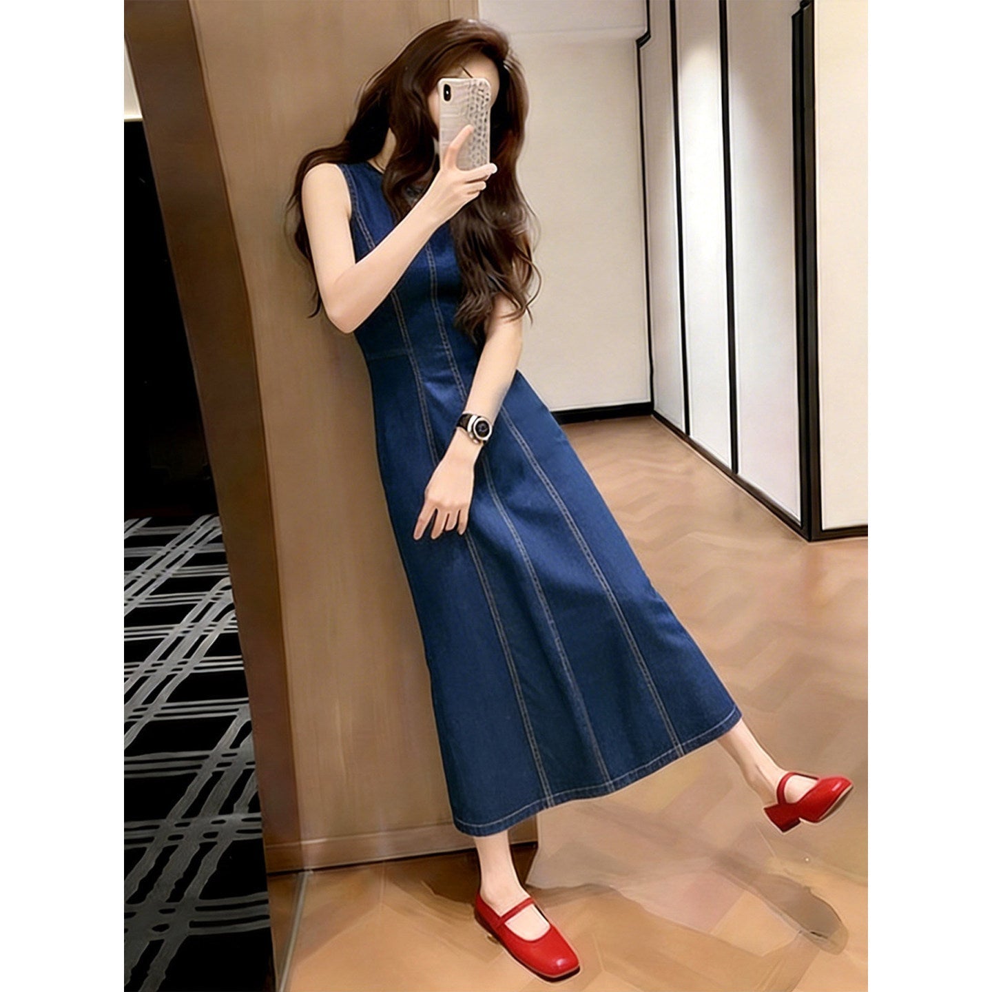 Hepburn-style Denim Dress For Women NorixaFashion.com