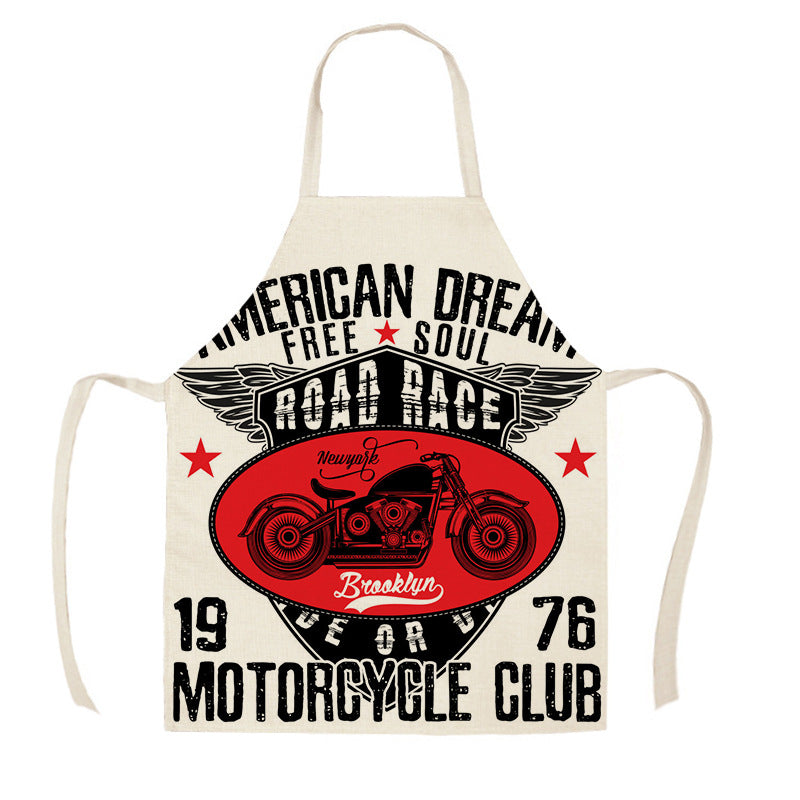 Creative Motorcycle Poster Art Letter Linen Kitchen Apron PearlNestDecor.com