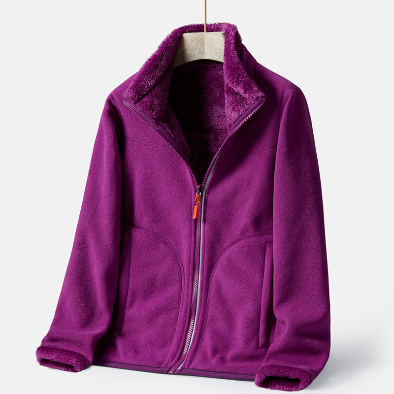 Double-sided Polar Fleece Outdoor Thick Warm Sweater Coat LadyShow.Store