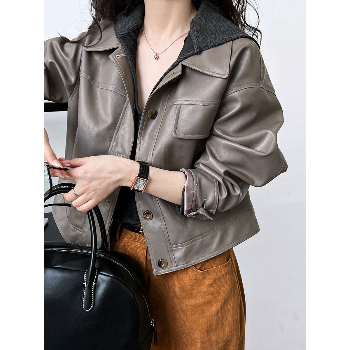 Women's Fall Lapels Motorcycle Short Jacket LadyShow.Store