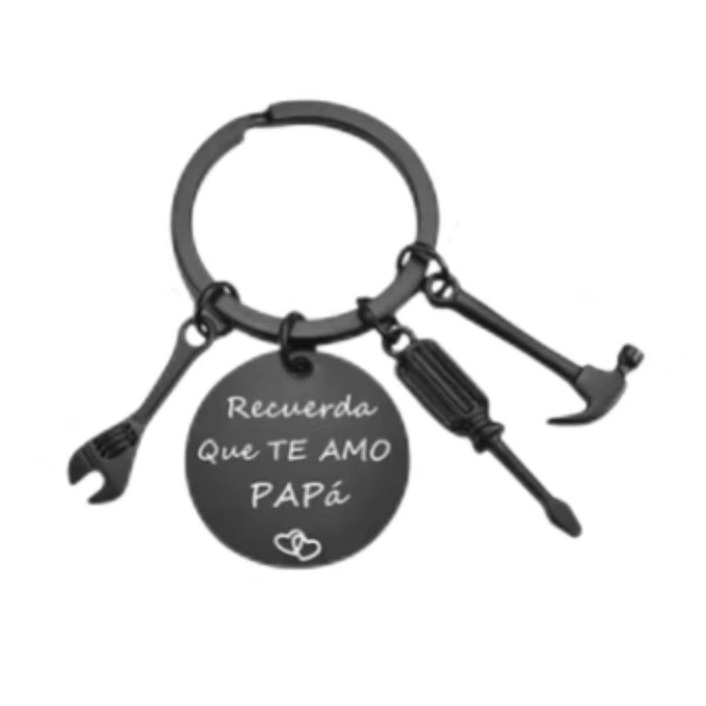 PaPa Stainless Steel Round Board Keychain Father's Day Gift LuxuryLifeWay Online Store