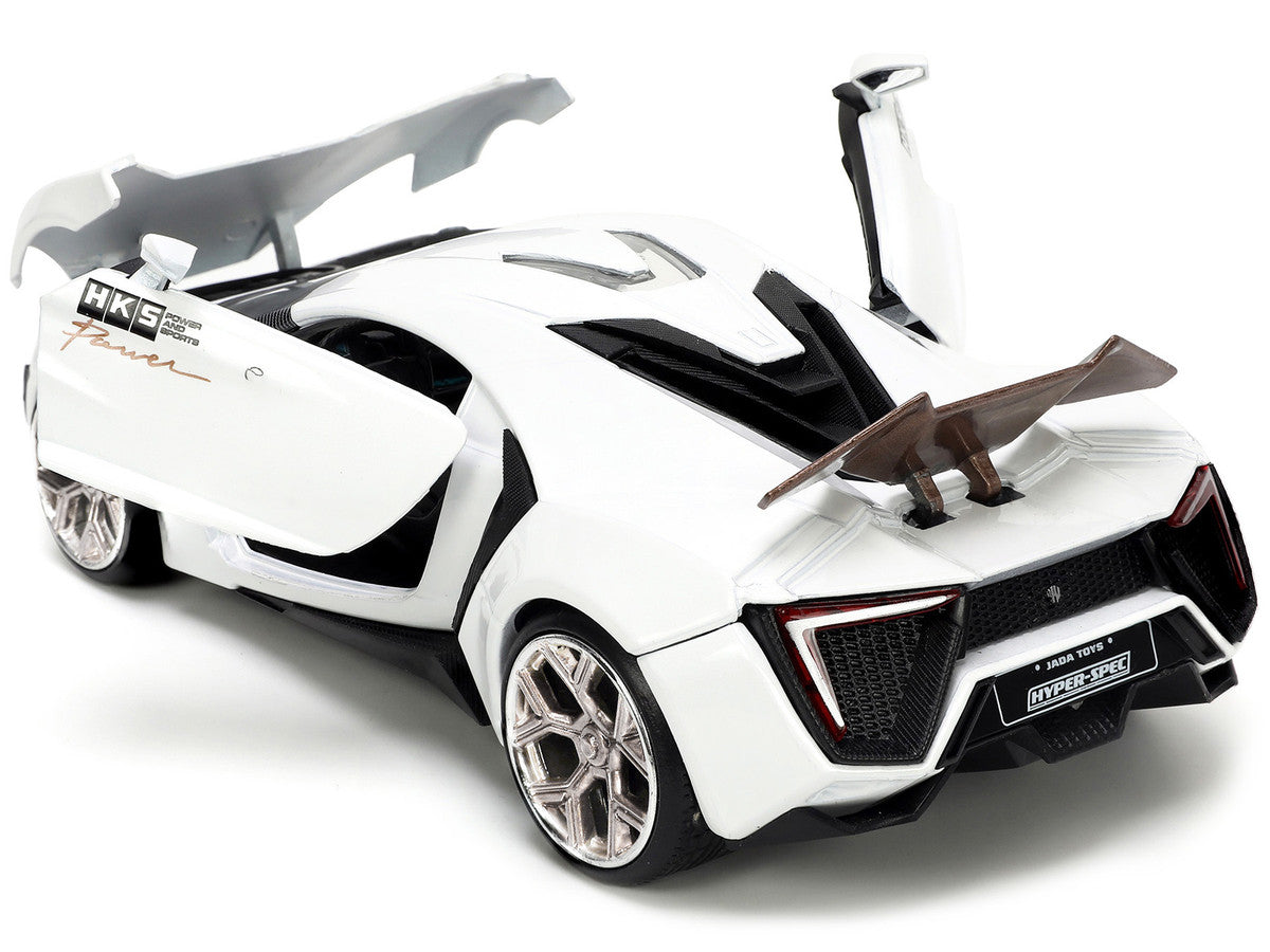 Lykan Hypersport White with Bronze Metallic Rear Spoiler "HKS" "Hyper-Spec" Series 1/24 Diecast Model Car by Jada LuxuryLifeWay Online Store