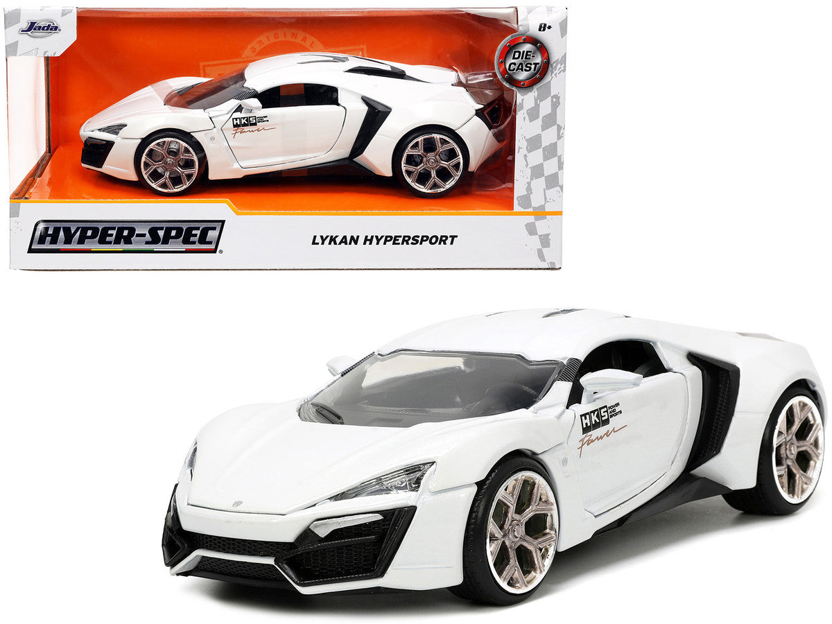 Lykan Hypersport White with Bronze Metallic Rear Spoiler "HKS" "Hyper-Spec" Series 1/24 Diecast Model Car by Jada LuxuryLifeWay Online Store