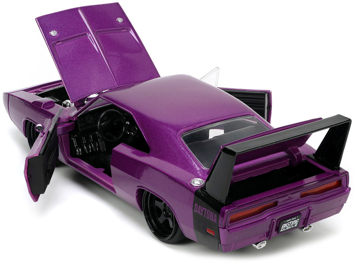 1969 Dodge Charger Daytona Purple Metallic with Black Tail Stripe "Bigtime Muscle" Series 1/24 Diecast Model Car by Jada LuxuryLifeWay Online Store