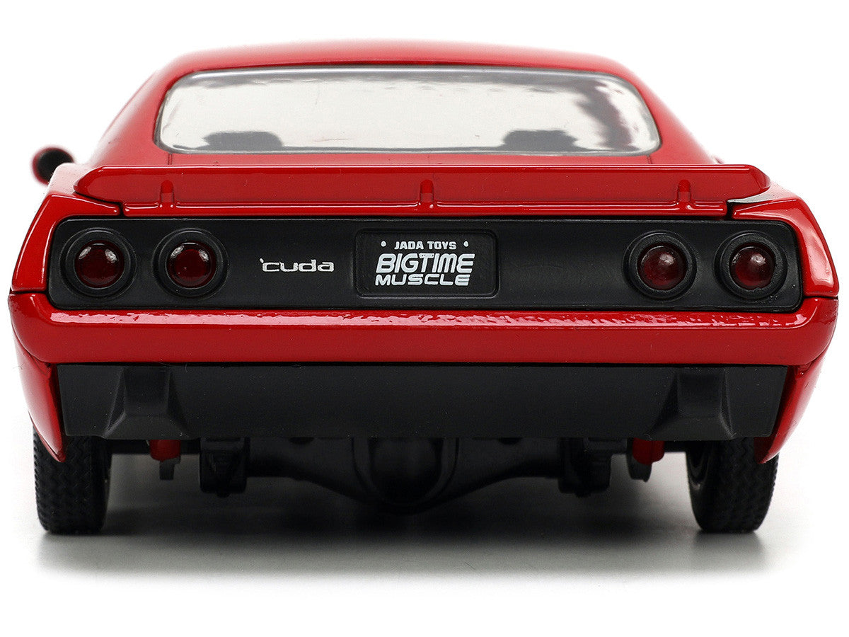 1973 Plymouth Barracuda Red with Black Stripes "Bigtime Muscle" Series 1/24 Diecast Model Car by Jada LuxuryLifeWay Online Store