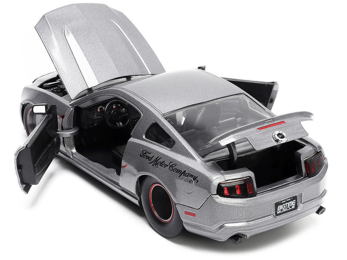 2010 Ford Mustang GT Gray Metallic with Flames "Ford Motor Company" "Bigtime Muscle" Series 1/24 Diecast Model Car by Jada LuxuryLifeWay Online Store