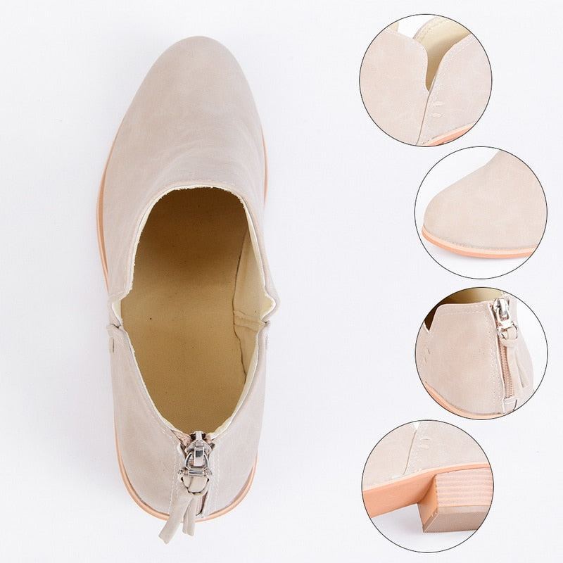 Autumn Women Shoes Retro High Heel Ankle Boots CJD