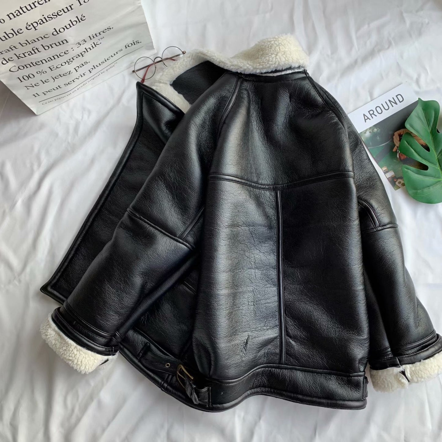 Motorcycle style lapel fur coat Best YouTube Store