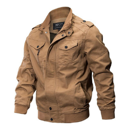 Men's Fall Jacket - Washed Cotton Military Style Plus Size Pi-Mart