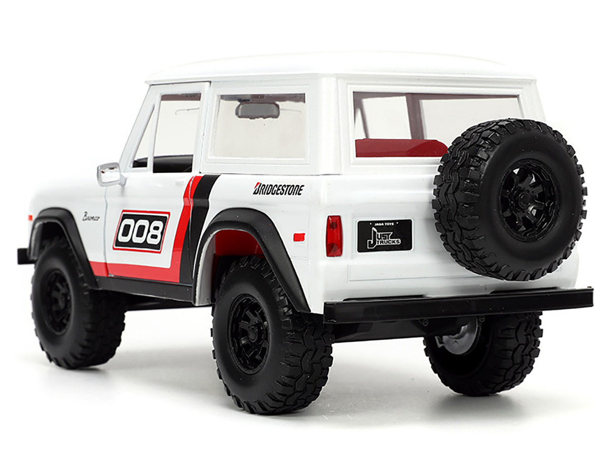 1973 Ford Bronco #008 White with Red and Black Stripes and Red Interior with Extra Wheels "Just Trucks" Series 1/24 Diecast Model Car by Jada LuxuryLifeWay Online Store