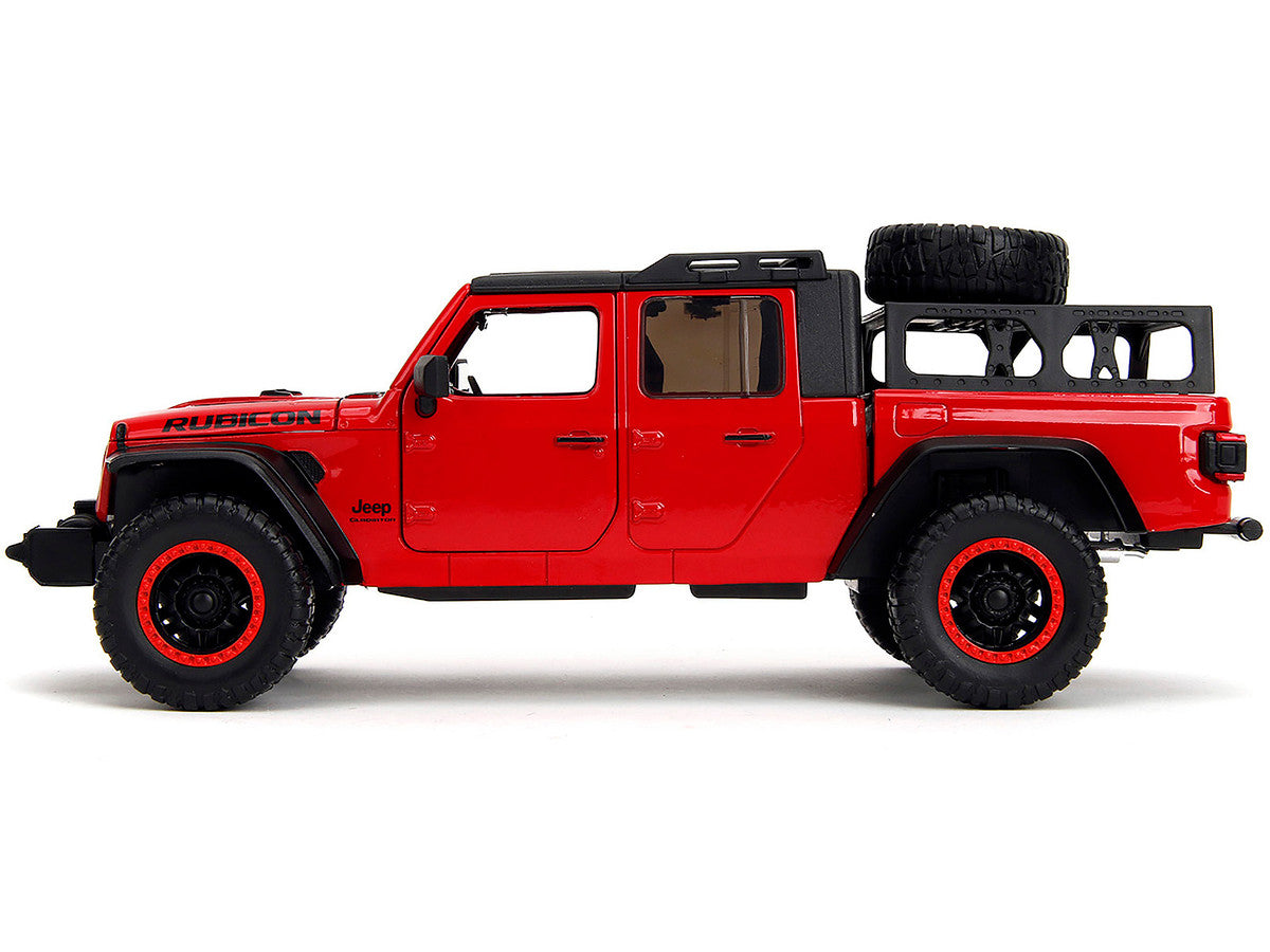 2020 Jeep Gladiator Rubicon Pickup Truck Red with Black Top and Extra Wheels "Just Trucks" Series 1/24 Diecast Model Car by Jada LuxuryLifeWay Online Store