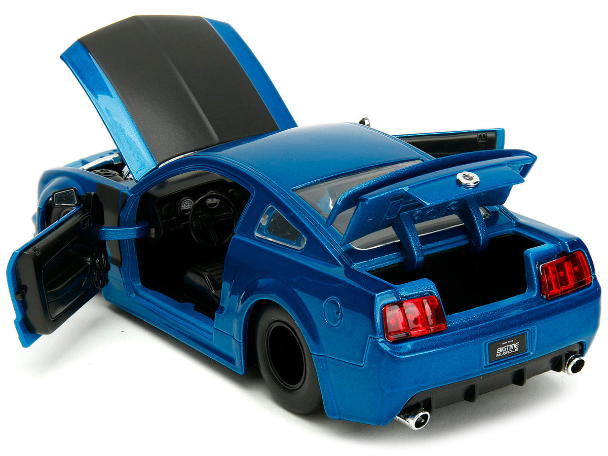 2006 Ford Mustang GT Blue Metallic with Matt Black Hood and Stripes "Bigtime Muscle" Series 1/24 Diecast Model Car by Jada LuxuryLifeWay Online Store