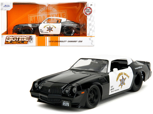 1979 Chevrolet Camaro Z28 Police Black and White "Highway Drag" "Bigtime Muscle" Series 1/24 Diecast Model Car by Jada LuxuryLifeWay Online Store