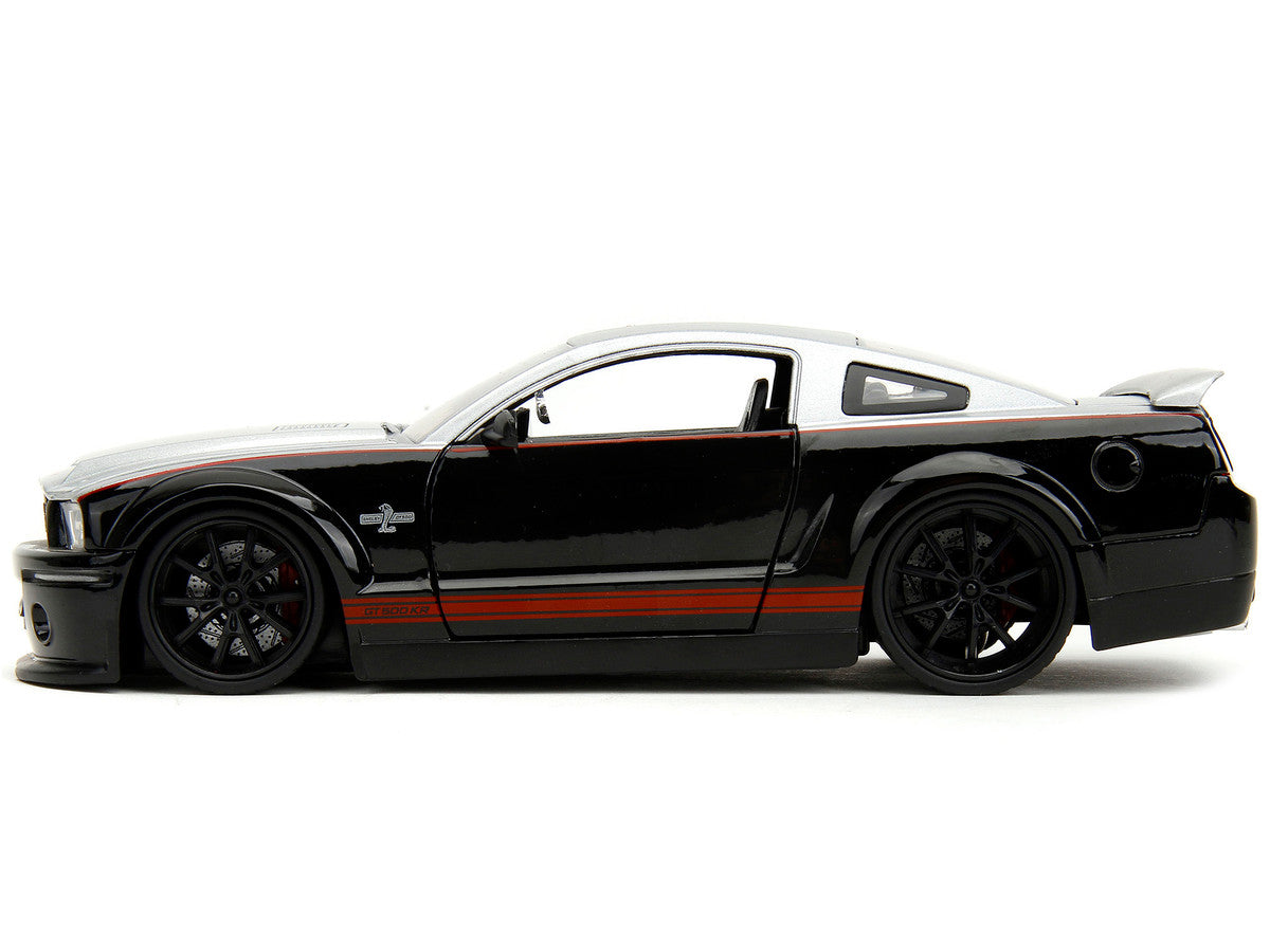 2008 Ford Shelby Mustang GT-500KR Silver and Black with Red Stripes "Bigtime Muscle" Series 1/24 Diecast Model Car by Jada LuxuryLifeWay Online Store