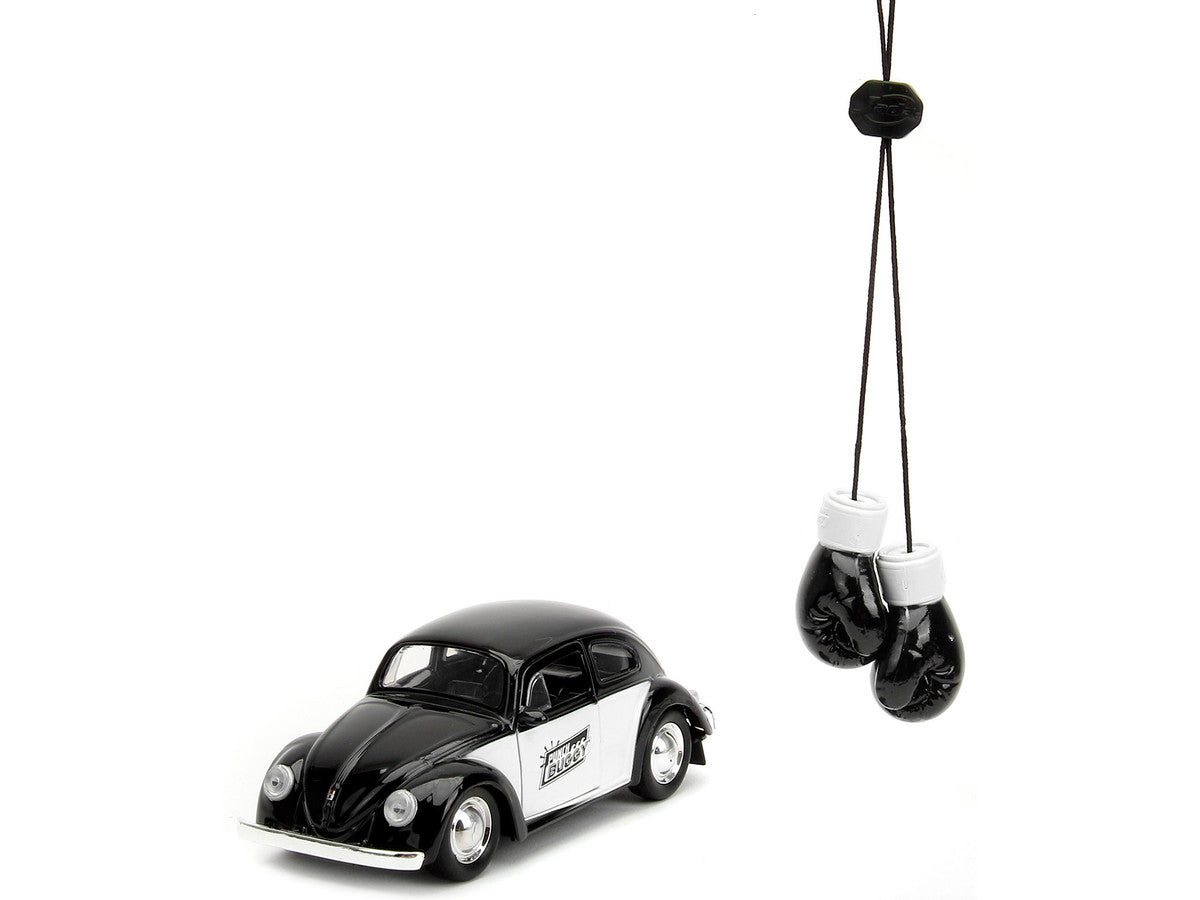 1959 Volkswagen Beetle "Punch Buggy" Black and White and Boxing Gloves Accessory "Punch Buggy" Series 1/32 Diecast Model Car by Jada LuxuryLifeWay Online Store