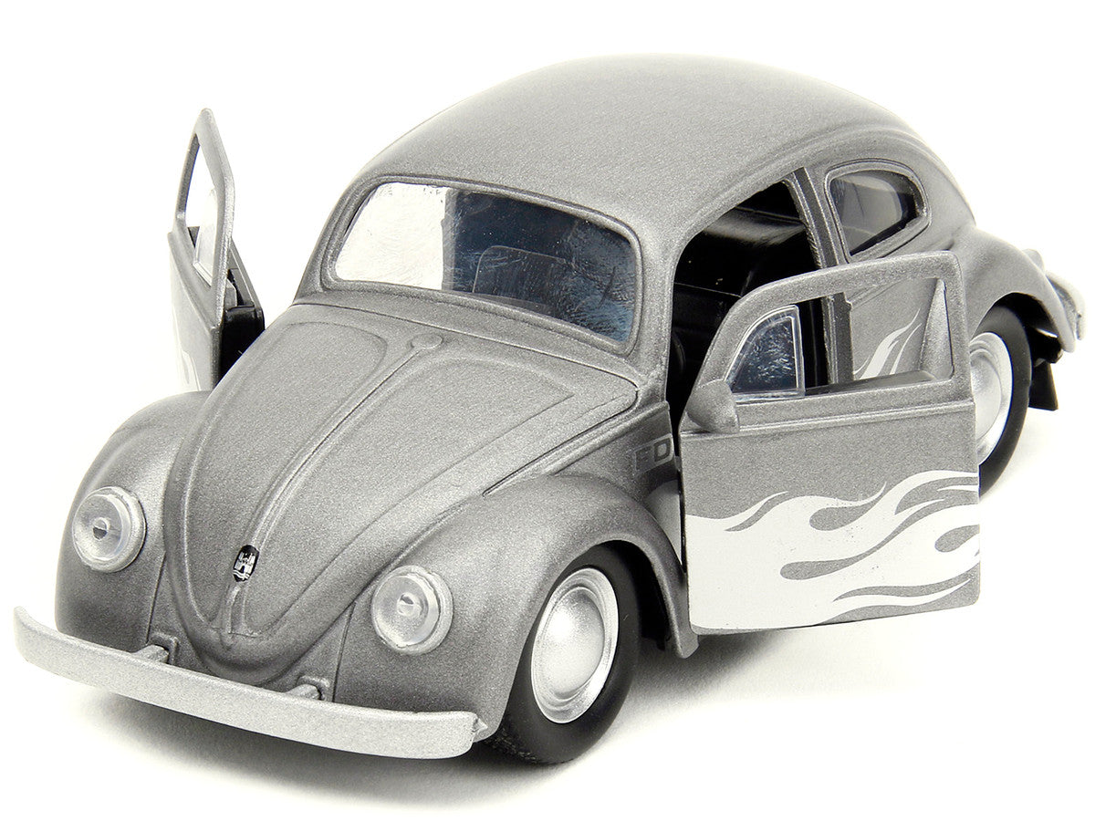 1959 Volkswagen Beetle Gray Metallic with Silver Flames and Boxing Gloves Accessory "Punch Buggy" Series 1/32 Diecast Model Car by Jada LuxuryLifeWay Online Store