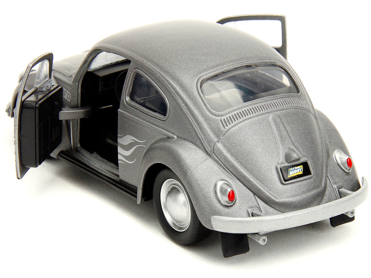 1959 Volkswagen Beetle Gray Metallic with Silver Flames and Boxing Gloves Accessory "Punch Buggy" Series 1/32 Diecast Model Car by Jada LuxuryLifeWay Online Store