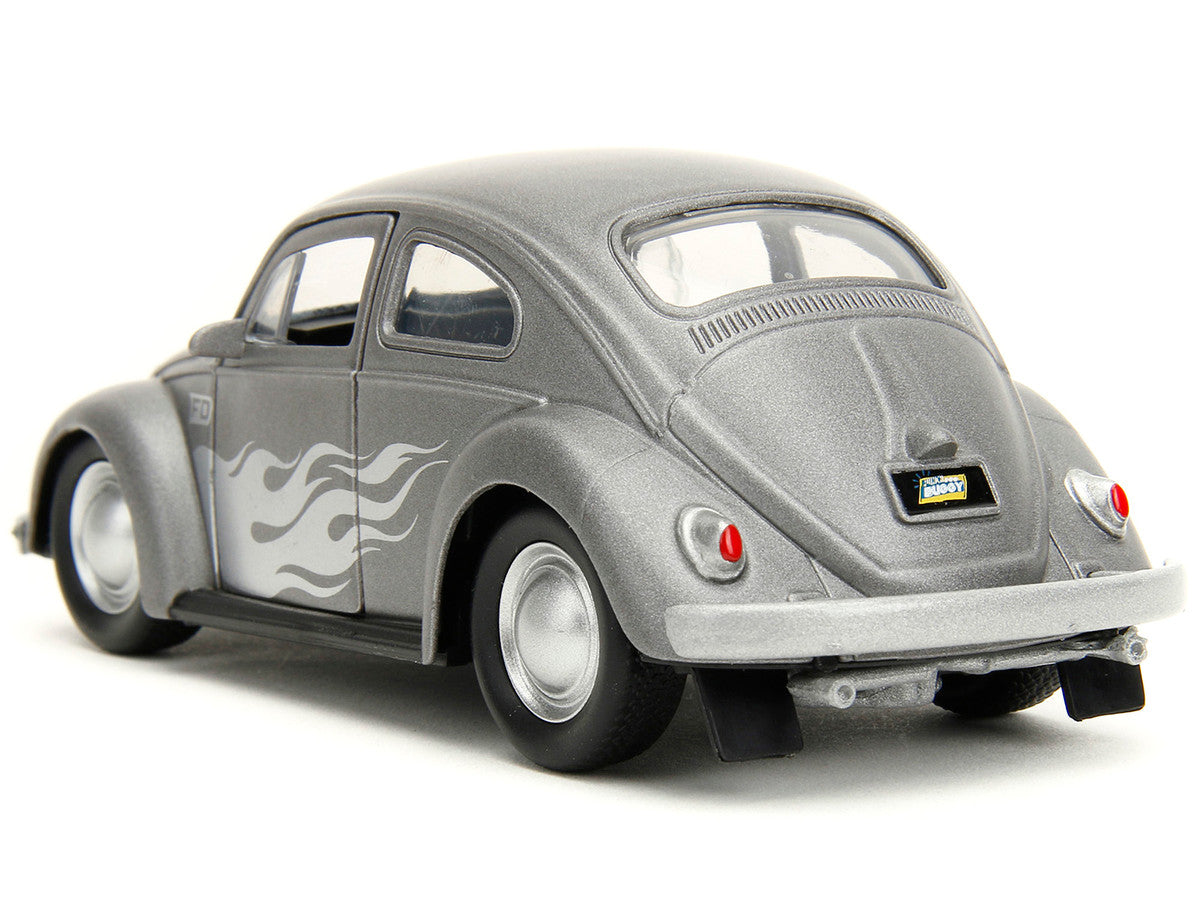 1959 Volkswagen Beetle Gray Metallic with Silver Flames and Boxing Gloves Accessory "Punch Buggy" Series 1/32 Diecast Model Car by Jada LuxuryLifeWay Online Store