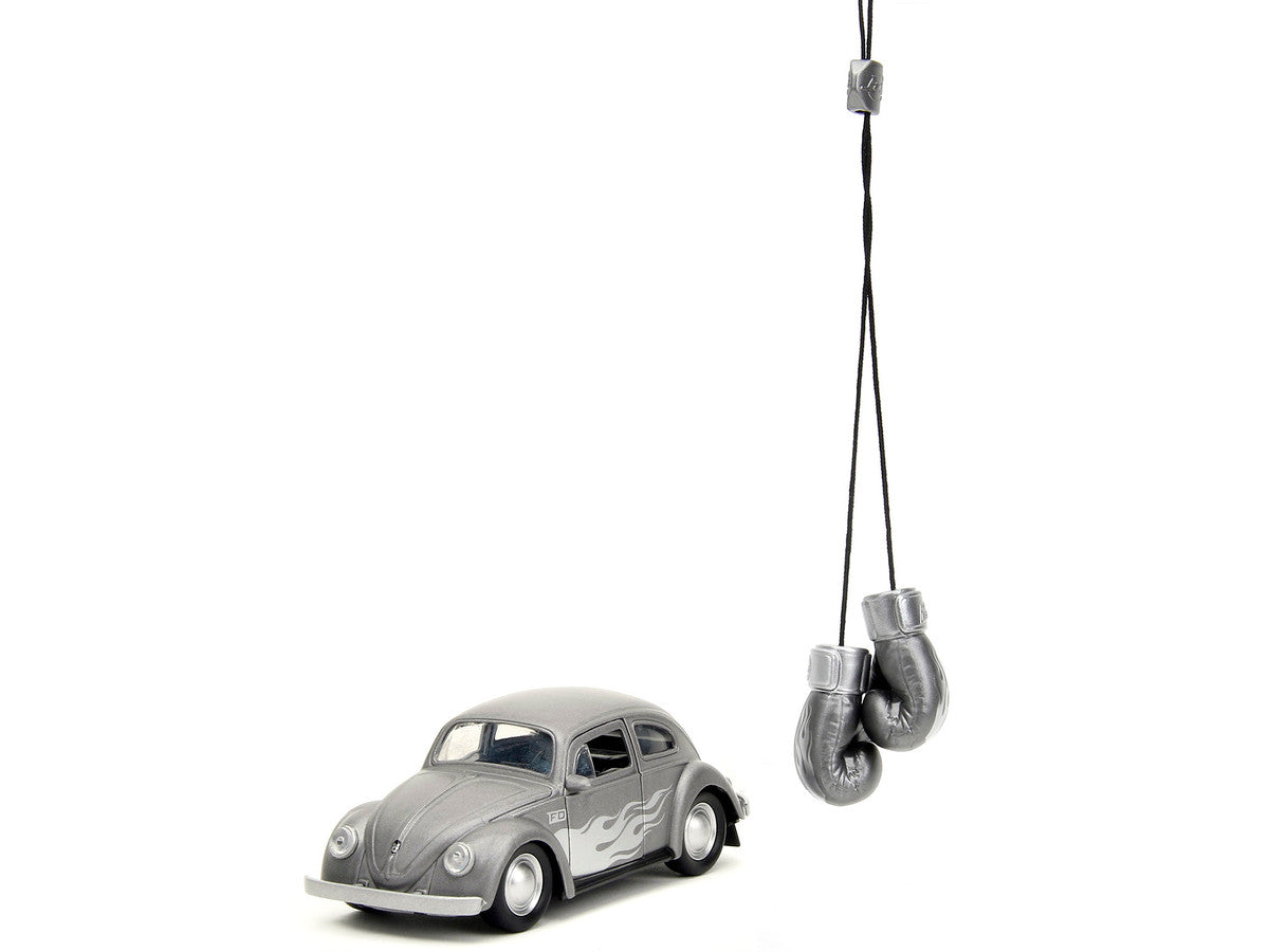 1959 Volkswagen Beetle Gray Metallic with Silver Flames and Boxing Gloves Accessory "Punch Buggy" Series 1/32 Diecast Model Car by Jada LuxuryLifeWay Online Store