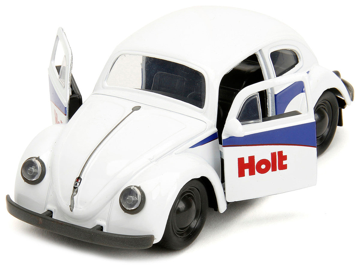 1959 Volkswagen Beetle "Holt" White with Blue Graphics and Boxing Gloves Accessory "Punch Buggy" Series 1/32 Diecast Model Car by Jada LuxuryLifeWay Online Store