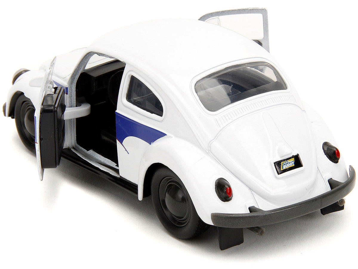1959 Volkswagen Beetle "Holt" White with Blue Graphics and Boxing Gloves Accessory "Punch Buggy" Series 1/32 Diecast Model Car by Jada LuxuryLifeWay Online Store