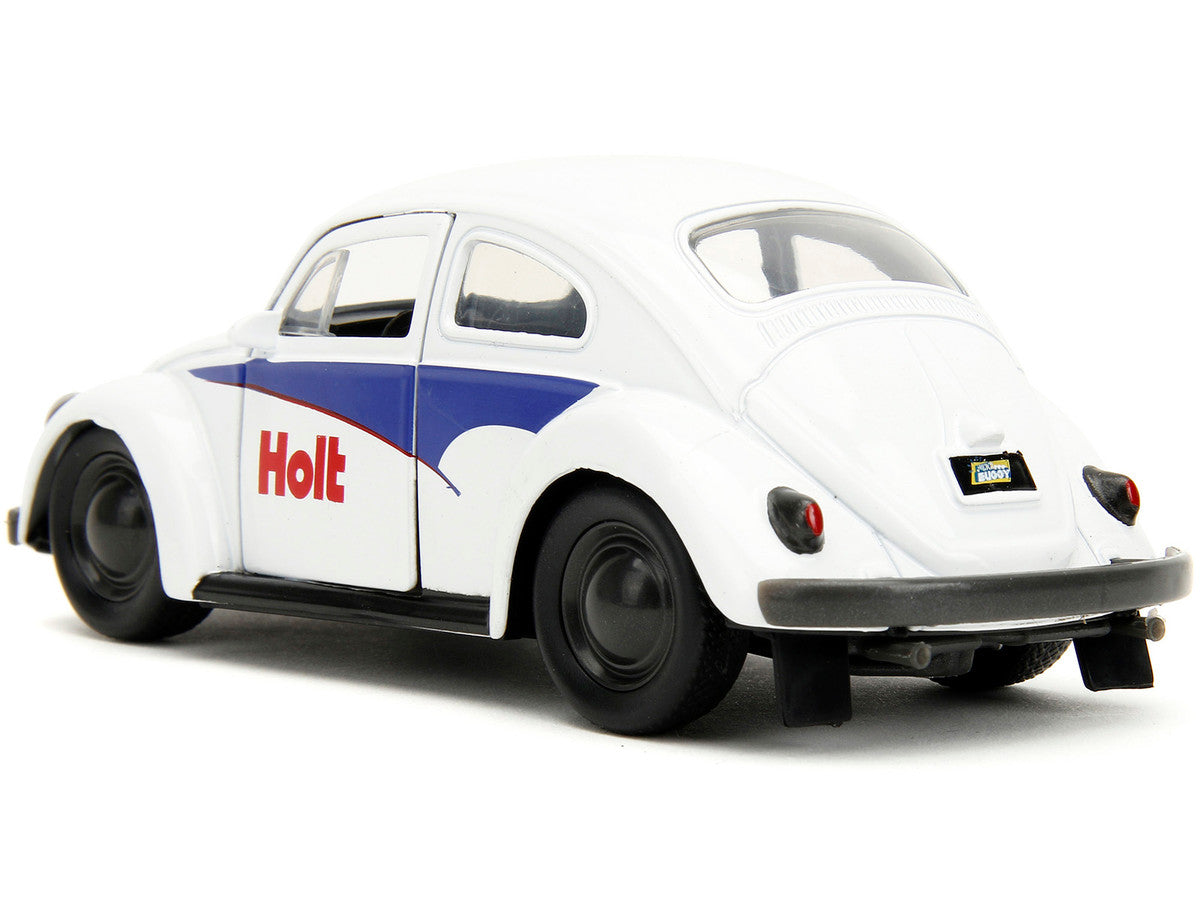 1959 Volkswagen Beetle "Holt" White with Blue Graphics and Boxing Gloves Accessory "Punch Buggy" Series 1/32 Diecast Model Car by Jada LuxuryLifeWay Online Store