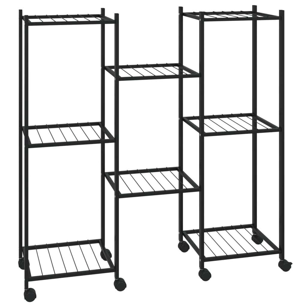 Flower Stand with Wheels 32.7"x9.8"x32.9" Black Iron LuxuryLifeWay Online Store