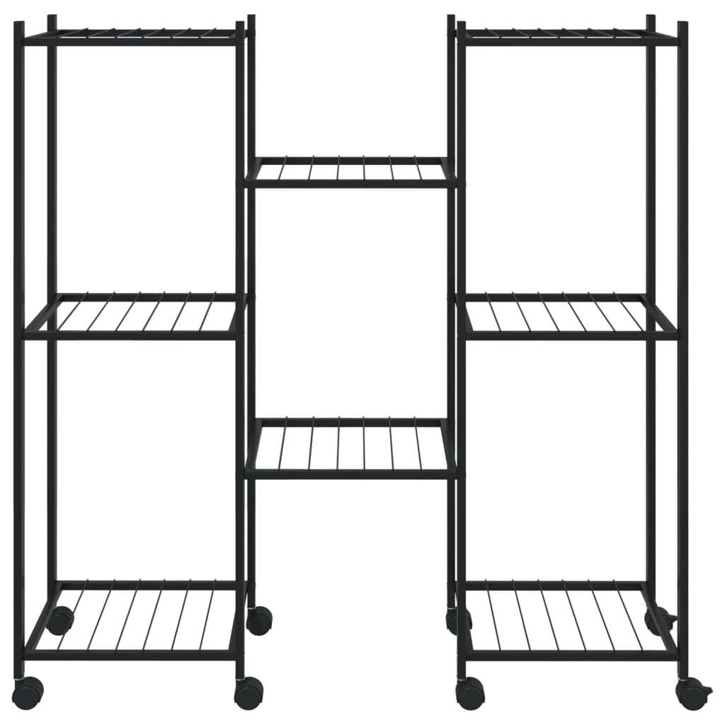 Flower Stand with Wheels 32.7"x9.8"x32.9" Black Iron LuxuryLifeWay Online Store