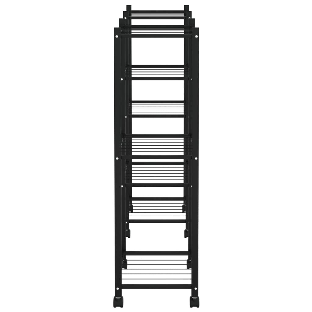 Flower Stand with Wheels 32.7"x9.8"x32.9" Black Iron LuxuryLifeWay Online Store