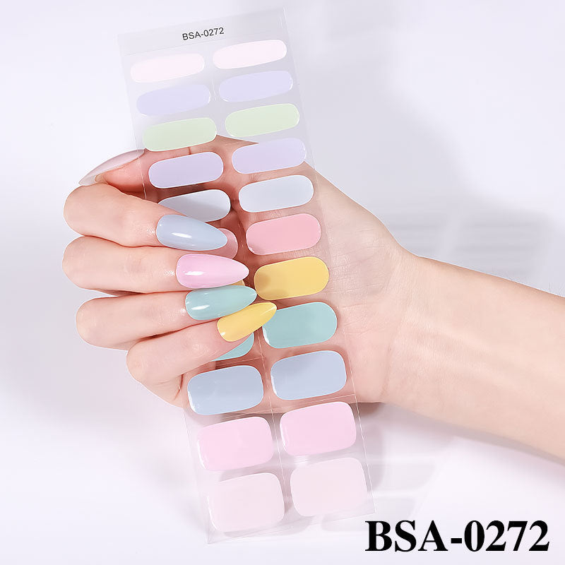 Simple Solid Color Scallion Powder No-bake Gel Nail Stickers LadyShow.Store