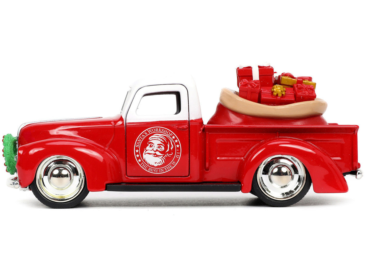 1941 Ford Pickup Truck Red and White "Santa's Workshop" and 1957 Chevrolet Bel Air Red Metallic and White "Express 25" with Mr. and Mrs. Santa Claus Diecast Figures "Holiday Rides" Series 1/32 Diecast Model Cars by Jada LuxuryLifeWay Online Store