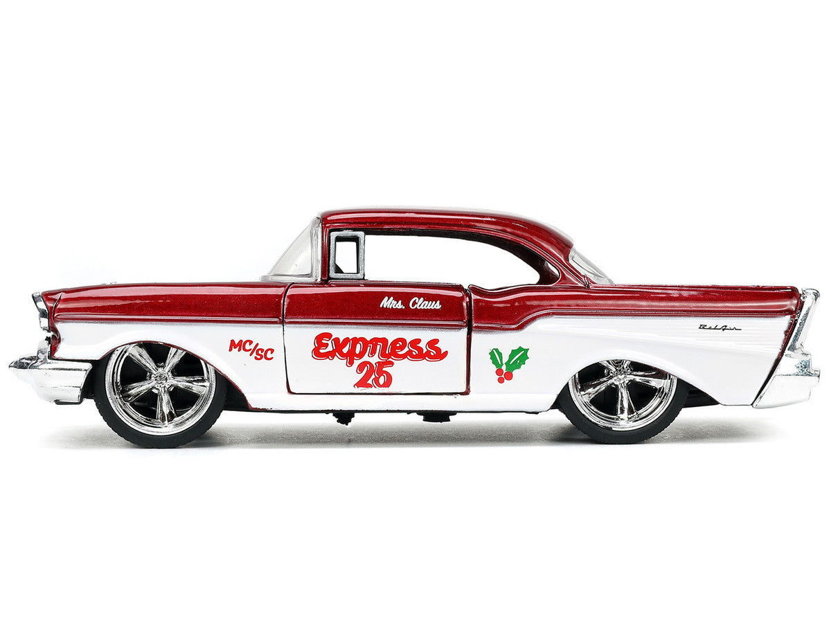1941 Ford Pickup Truck Red and White "Santa's Workshop" and 1957 Chevrolet Bel Air Red Metallic and White "Express 25" with Mr. and Mrs. Santa Claus Diecast Figures "Holiday Rides" Series 1/32 Diecast Model Cars by Jada LuxuryLifeWay Online Store