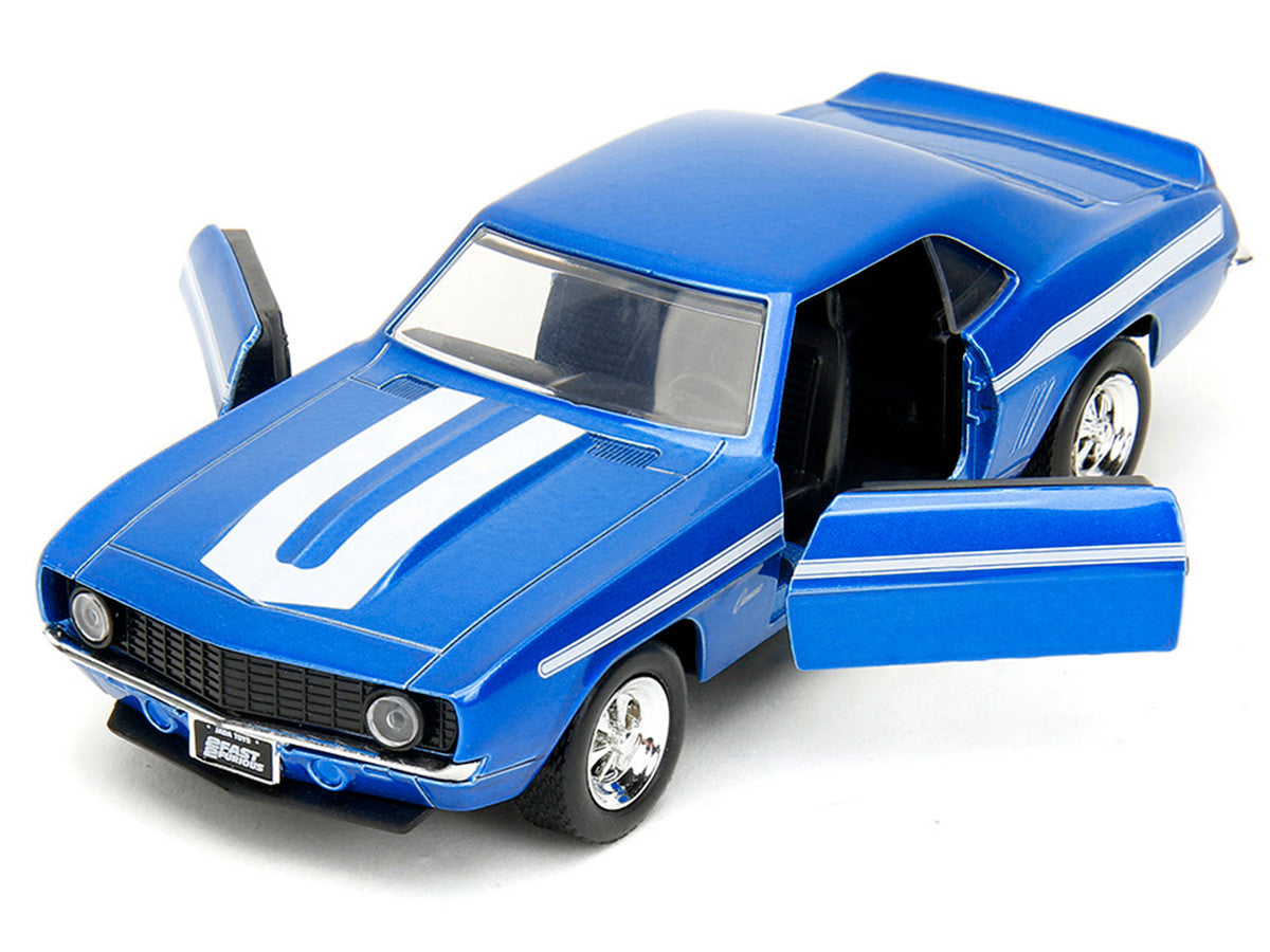 1969 Chevrolet Camaro Blue Metallic with White Stripes "2 Fast 2 Furious" (2003) Movie "Fast & Furious" Series 1/32 Diecast Model Car by Jada LuxuryLifeWay Online Store