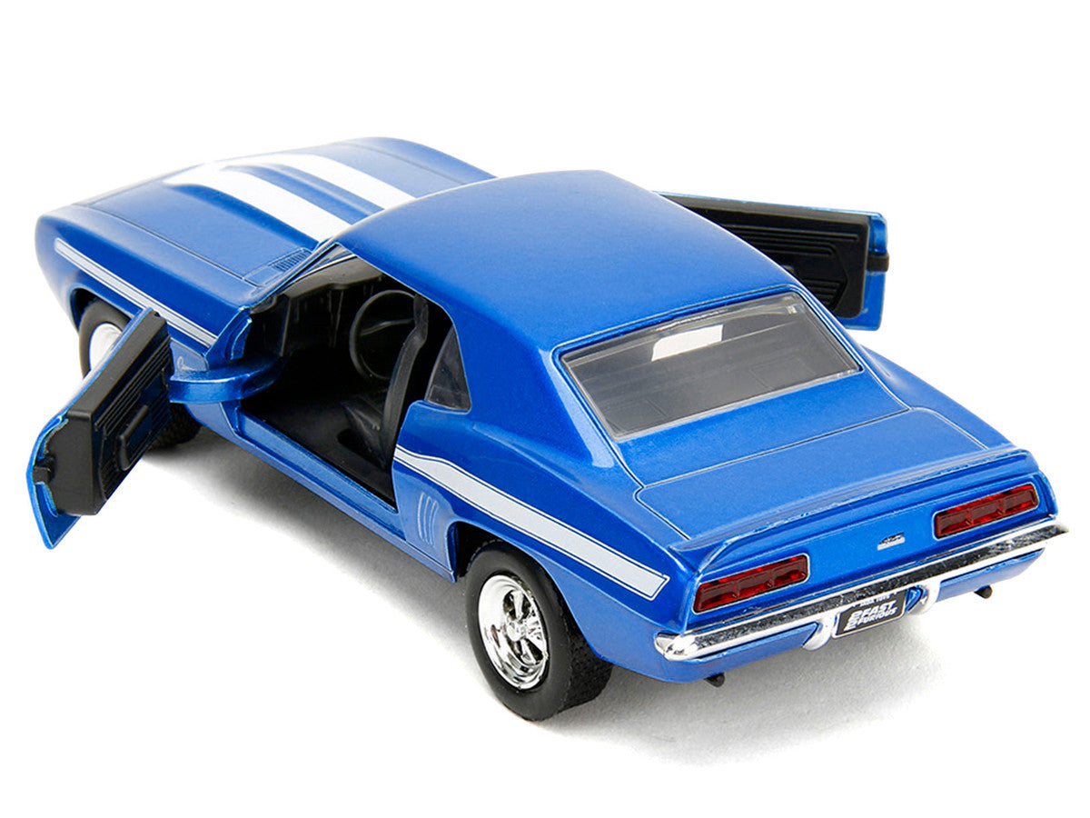 1969 Chevrolet Camaro Blue Metallic with White Stripes "2 Fast 2 Furious" (2003) Movie "Fast & Furious" Series 1/32 Diecast Model Car by Jada LuxuryLifeWay Online Store