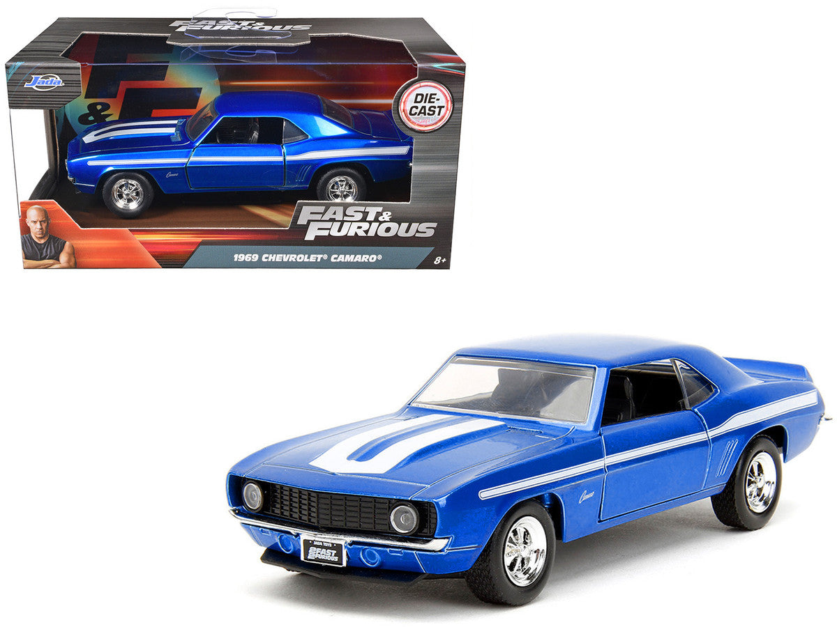 1969 Chevrolet Camaro Blue Metallic with White Stripes "2 Fast 2 Furious" (2003) Movie "Fast & Furious" Series 1/32 Diecast Model Car by Jada LuxuryLifeWay Online Store