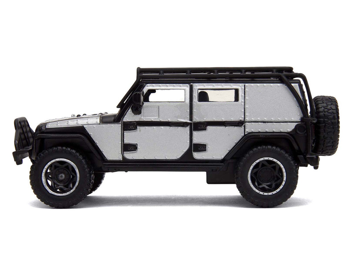 Tej's Jeep Wrangler Custom Silver Metallic with Black Top and Roof Rack "Furious 7" (2015) Movie "25 Years of Fast & Furious" Series 1/32 Diecast Model Car by Jada LuxuryLifeWay Online Store