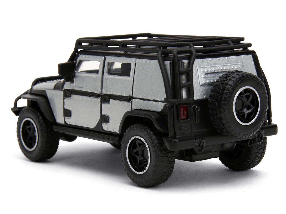 Tej's Jeep Wrangler Custom Silver Metallic with Black Top and Roof Rack "Furious 7" (2015) Movie "25 Years of Fast & Furious" Series 1/32 Diecast Model Car by Jada LuxuryLifeWay Online Store