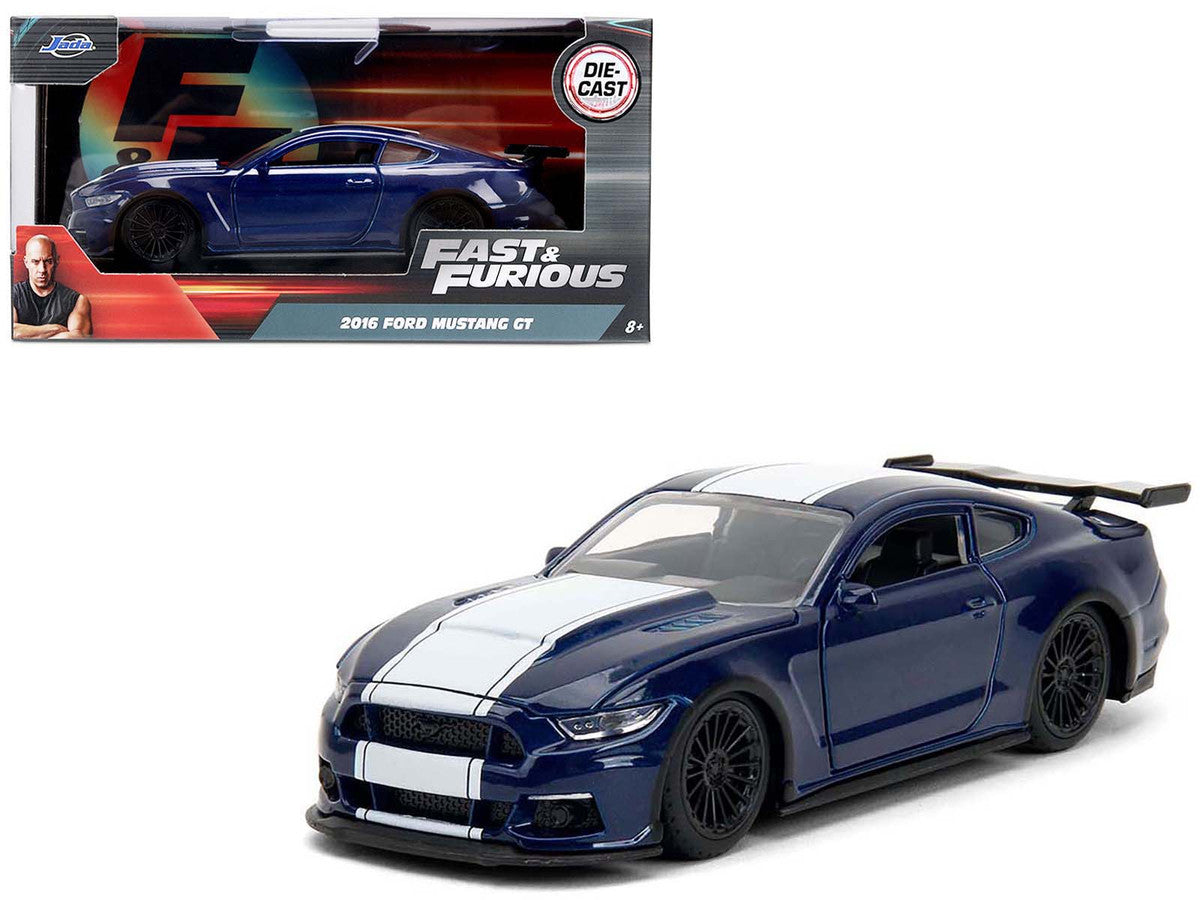 2016 Ford Mustang GT Dark Blue Metallic with White Stripe "F9" (2021) Movie "Fast & Furious" Series 1/32 Diecast Model Car by Jada LuxuryLifeWay Online Store