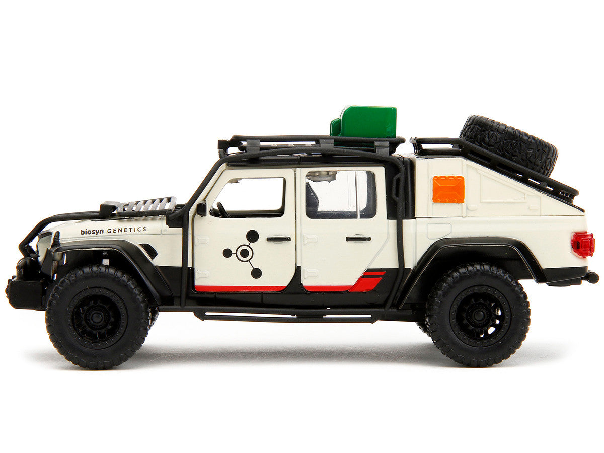 Jeep Gladiator Pickup Truck with Equipment Shell Beige with Graphics "Biosyn Genetics" "Jurassic World Dominion" (2022) Movie "Hollywood Rides" Series 1/32 Diecast Model Car by Jada LuxuryLifeWay Online Store