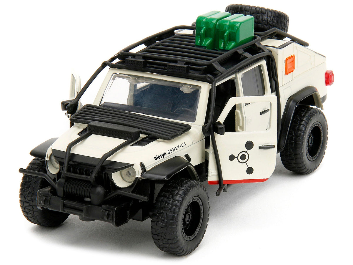 Jeep Gladiator Pickup Truck with Equipment Shell Beige with Graphics "Biosyn Genetics" "Jurassic World Dominion" (2022) Movie "Hollywood Rides" Series 1/32 Diecast Model Car by Jada LuxuryLifeWay Online Store