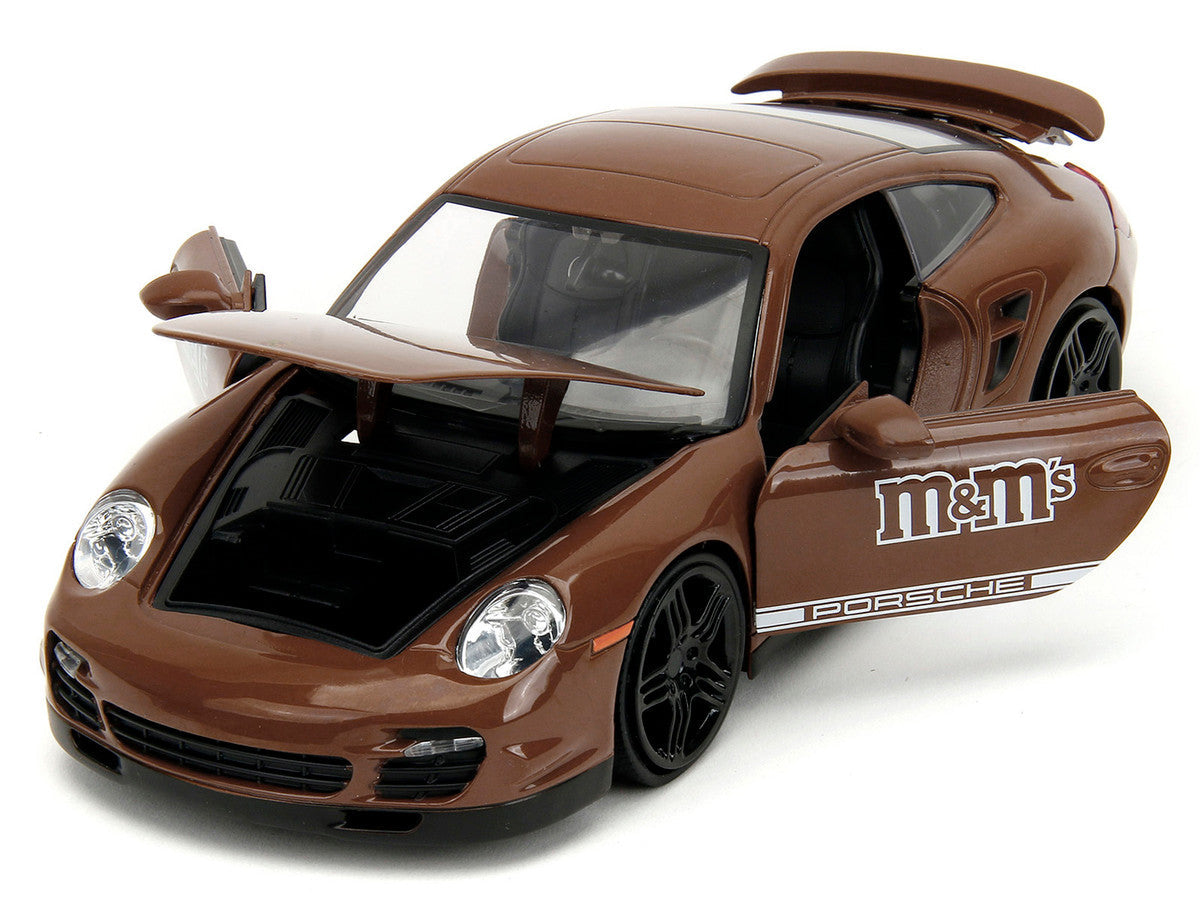 Porsche 911 Turbo Brown and Brown M&M Diecast Figure "M&M's" "Hollywood Rides" Series 1/24 Diecast Model Car by Jada LuxuryLifeWay Online Store
