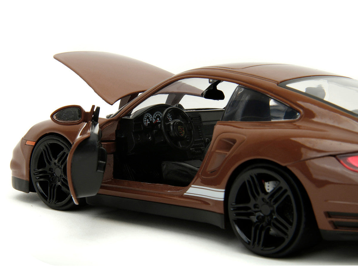 Porsche 911 Turbo Brown and Brown M&M Diecast Figure "M&M's" "Hollywood Rides" Series 1/24 Diecast Model Car by Jada LuxuryLifeWay Online Store