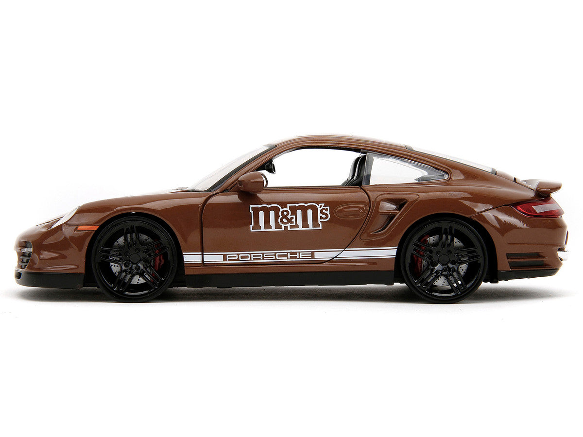 Porsche 911 Turbo Brown and Brown M&M Diecast Figure "M&M's" "Hollywood Rides" Series 1/24 Diecast Model Car by Jada LuxuryLifeWay Online Store