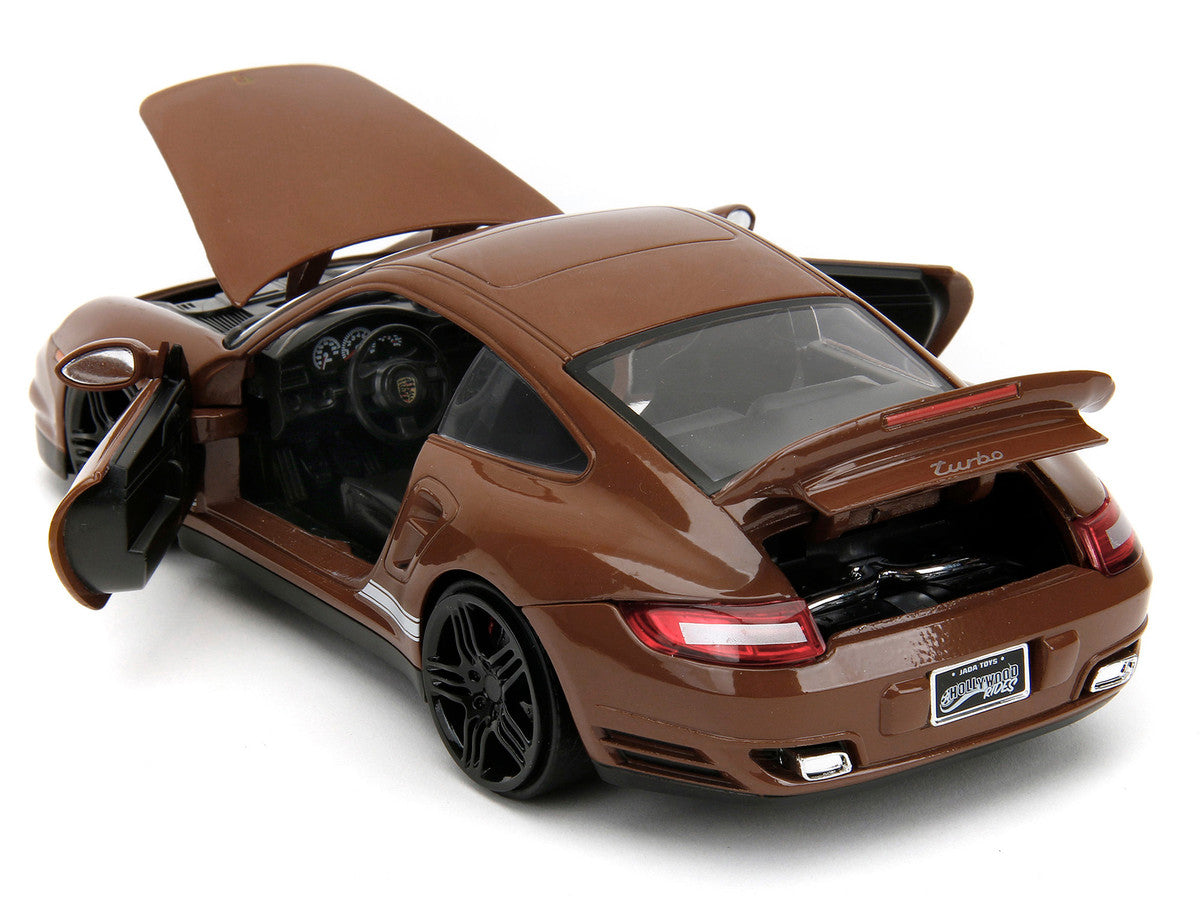 Porsche 911 Turbo Brown and Brown M&M Diecast Figure "M&M's" "Hollywood Rides" Series 1/24 Diecast Model Car by Jada LuxuryLifeWay Online Store