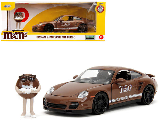 Porsche 911 Turbo Brown and Brown M&M Diecast Figure "M&M's" "Hollywood Rides" Series 1/24 Diecast Model Car by Jada LuxuryLifeWay Online Store