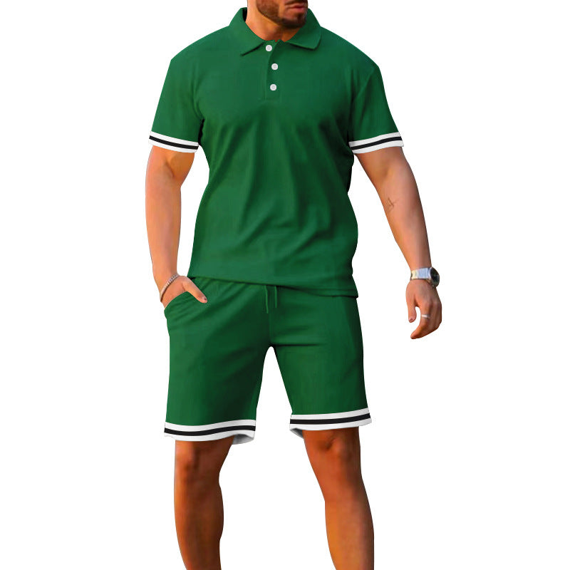 Lapel Short-sleeved Shorts Two-piece Sports And Leisure Men's Suit NorixaFashion.com